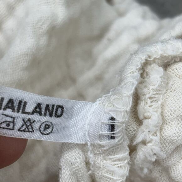 Cream 100% Cotton Guaze Ballon Pants With Pockets Made In Thailand OS - Picture 4 of 7